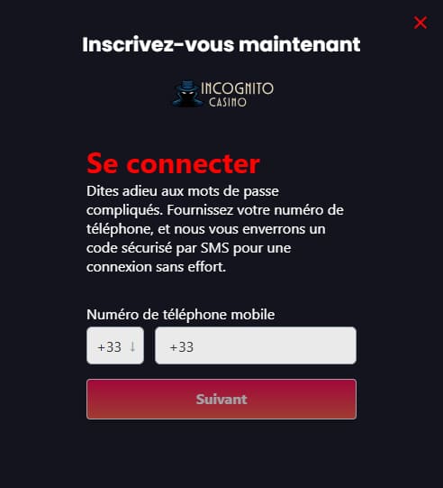 Incognito Casino Inscription